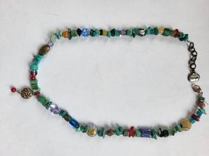lot 138R image: Sterling Silver Turquoise and Gemstone Necklace 17 Inch 25g