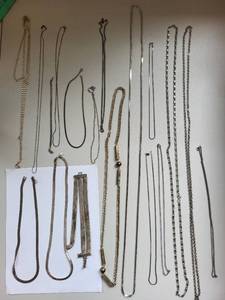 lot 139R image: 15 Pieces Silver Plated Costume Jewelry Necklaces and Bracelets