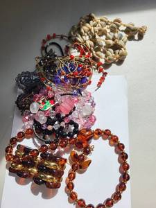 lot 142R image: Collection of Costume Jewelry Beaded Necklaces, Bracelets, and Earrings