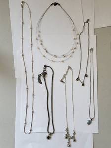 lot 154R image: Set of 6 Silver Plated Costume Jewelry Necklaces