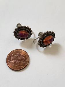 lot 159R image: Vintage Sterling Silver and Glass Screwback Earrings, 6.47g