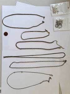 lot 171R image: Costume Jewelry Lot 7 Necklaces and Sterling Silver Feather Earrings