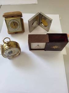 lot 185R image: Collection of 4 Vintage Travel and Alarm Clocks Including Blessing, Florn, and Enesco