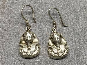 lot 16B image: Sterling Silver 925 Pharaoh Design Dangle Earrings