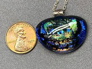 lot 20B image: Sterling Silver 925 Necklace with Dichroic Glass Pendant