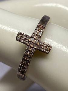 lot 26B image: NIALAYA Sterling Silver 925 Cross Ring with Stones