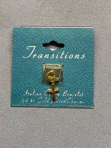 lot 29B image: Transitions Italian Charm Bracelet with Gold-Plated Cross Charm