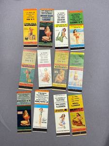 lot 36B image: Vintage Pin-Up Advertising Matchbooks Collection - 12 Pieces