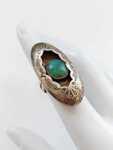 lot 6R image: Sterling Silver Turquoise Ring Size 6 Unmarked