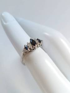 lot 18R image: Sterling Silver Sapphire & CZ Ring Size 5