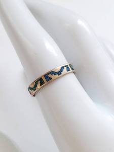 lot 25R image: Sterling Silver Ring with Malachite & Azurite Inlay, Size 7.5