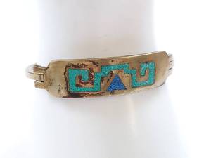 lot 34R image: Vintage Alpaca Mexico Bracelet with Inlay Design
