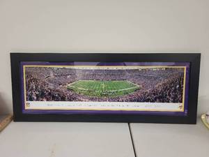 lot 6S image: Framed Minnesota Vikings Metrodome Panoramic Stadium Print 16x43