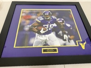 lot 27S image: Adrian Peterson Framed NFL Rushing Titles Plaque 28x28 Inch Minnesota Vikings