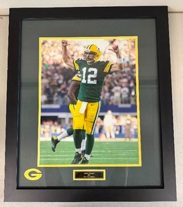 lot 10S image: Framed Aaron Rodgers #12 Green Bay Packers Memorabilia Photo