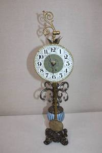lot 2 image: Antique Tabletop Pendulum Clock with Ornate Base