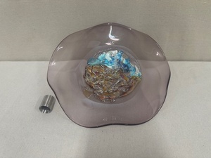 lot 20B image: Handblown Art Glass Bowl with Multicolor Abstract Centerpiece