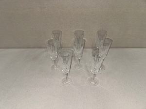 lot 29 image: Set of 8 Waterford Cut Crystal Champagne Flutes with Starburst Base