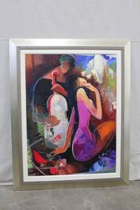 lot A-53 image: Original oil painting by Irene Sherri Abstract Art Print with Musical Motif
