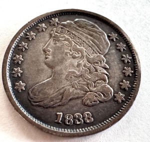 lot 5B image: 1833 Capped Bust Dime Antique US Silver Coin