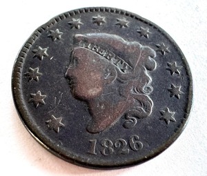 lot 6B image: 1826 US Large Cent Liberty Head Coin