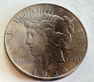 lot 8B image: 1934 Peace Silver Dollar Coin