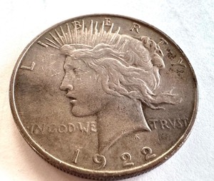 lot 19B image: 1922 Peace Silver Dollar Coin