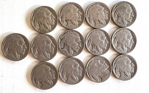 lot 57C image: Lot of 13 Circulated Buffalo Nickels Assorted Dates