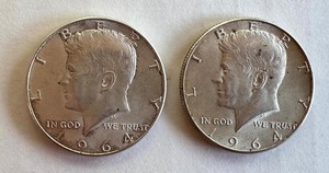 lot 63B image: Pair of 1964 Kennedy Half Dollar Coins