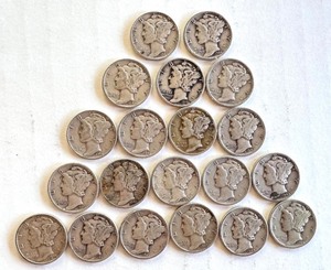 lot 68B image: Lot of 20 Circulated Mercury Dimes Mixed Dates