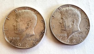 lot 69B image: Pair of 1964 Kennedy Half Dollar Coins