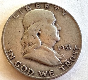 lot 74B image: 1951 Franklin Half Dollar Silver Coin