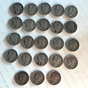 lot 74R image: Collection of 23 Circulated Mercury Dimes