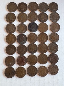 lot 87B image: Collection of 35 Indian Head Pennies Assorted Dates