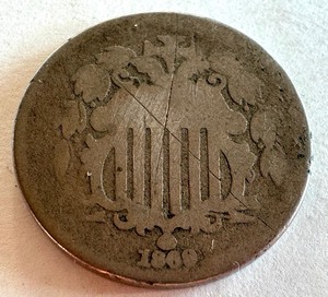 lot 98B image: 1869 Shield Nickel Five Cent Coin United States
