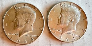 lot 102B image: Pair of 1964 Kennedy Half Dollar Coins