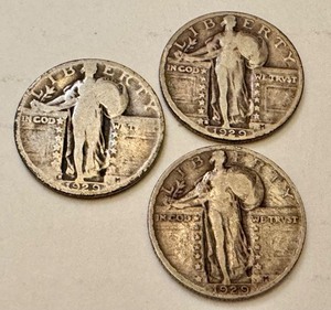 lot 117B image: Set of 3 1929 Standing Liberty Silver Quarters