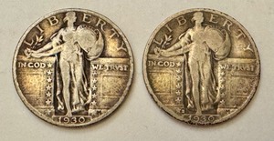 lot 119B image: Pair of 1930 Standing Liberty Silver Quarters