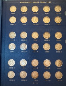 lot 121B image: Set of Roosevelt Dimes 1946-1961 in Collector Album