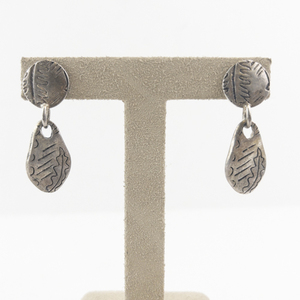 lot 20T image: C. Stein Base Metal Modernist Dangle Earrings
