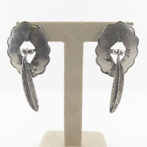 lot 20V image: Base Metal Dangle Earrings with Feather Design