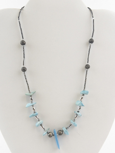lot 21B image: Base Metal Necklace with Blue Stone Accents