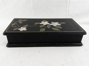 lot 51 image: Mele Black Floral Jewelry Box with Mirror and Velvet Lining