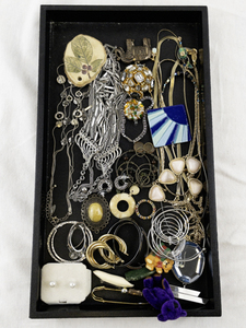 lot 62 image: Assorted Costume Jewelry Lot with Earrings, Necklaces, Brooches and Accessories