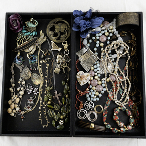 lot 69 image: Large Costume Jewelry Collection with Necklaces, Brooches, Earrings, and Bracelets