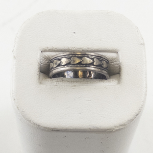lot 77 image: Sterling Silver Heart Motif Band Ring Size 5.75