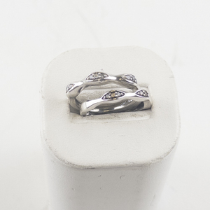 lot 78 image: Pair of Sterling Silver Diamond Rings Size 7