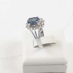 lot 95 image: Lab Grown Sapphire Size 5 Ring with Base Metal Band