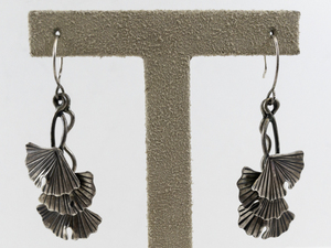 lot 104 image: Sterling Silver Ginkgo Leaf Dangle Earrings