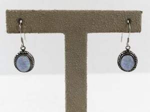 lot 107 image: Sterling Silver 925 Created Opal Dangle Earrings